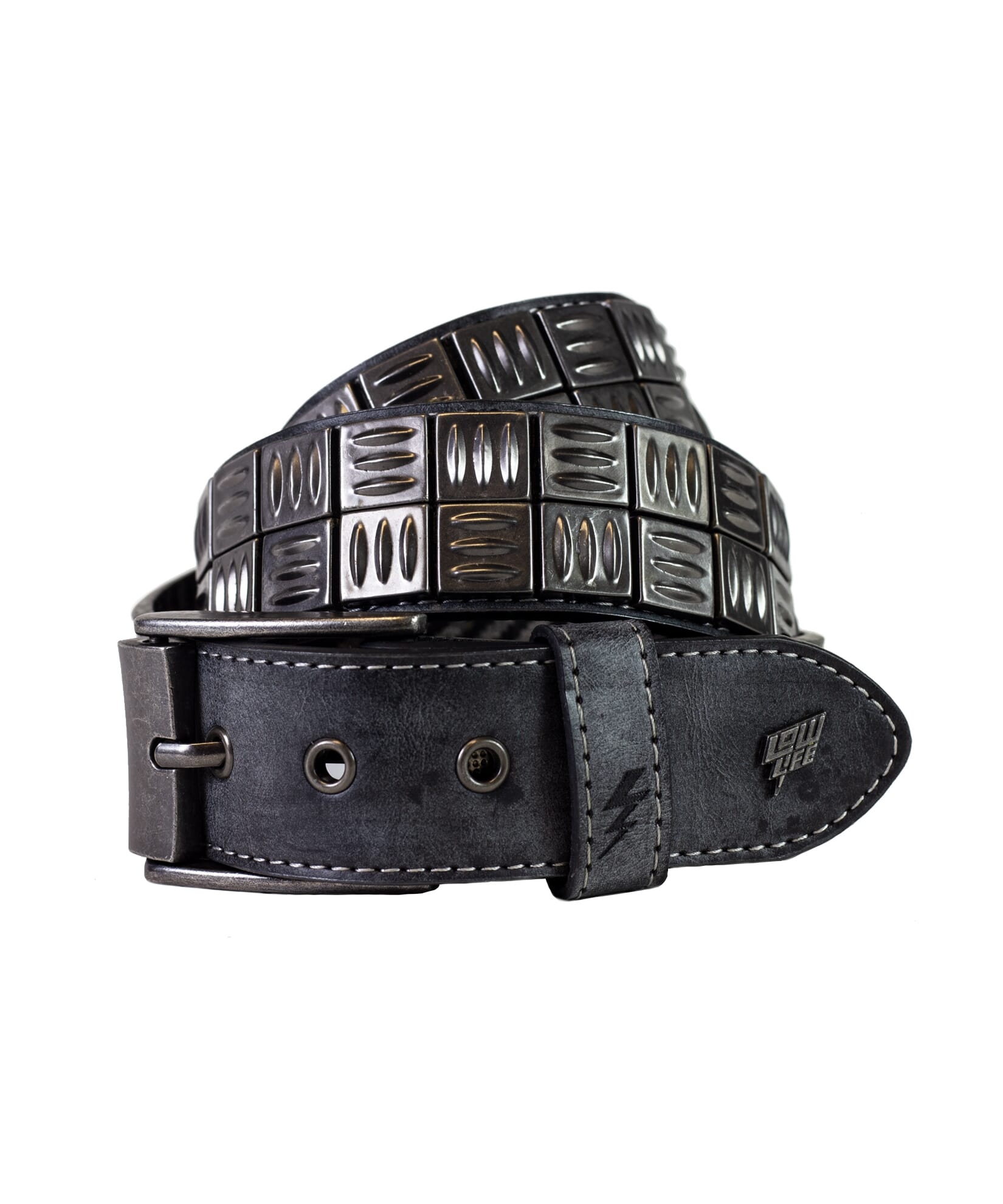 Lowlife Grip Leather Belt in Slate 