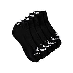 Rip Curl Brand Ankle Sock 5-Pk Crew Socks in Black