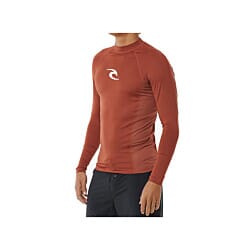 Rip Curl Waves UPF Performance Long Sleeve Rash Vest in Red