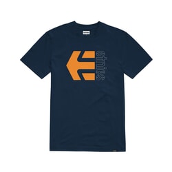 Etnies Corp Combo Short Sleeve T-Shirt in Navy/Orange
