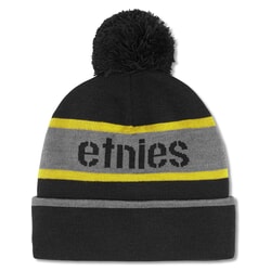 Etnies Stencil Pom Bobble Hat in Black/Yellow