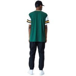 New Era Greenbay Packers NFL Stripe Sleeve Oversized Short Sleeve T-Shirt in Cilantro Green
