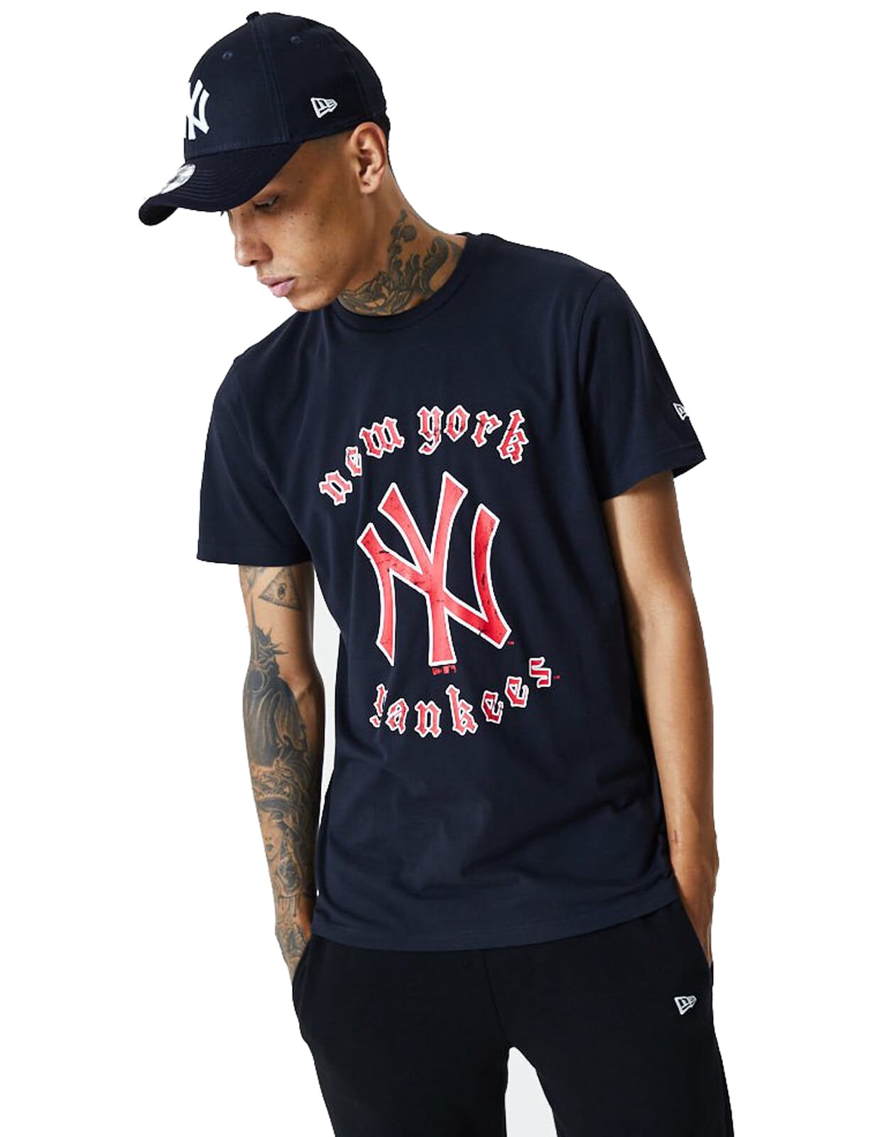 T-Shirt New Era Stack Logo MLB New York Yankees - Navy - men´s 