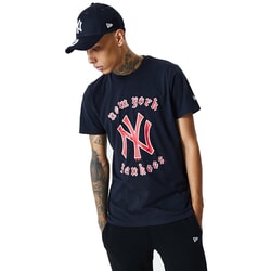 New Era New York Yankees MLB Retro Team Logo Short Sleeve T-Shirt in Navy
