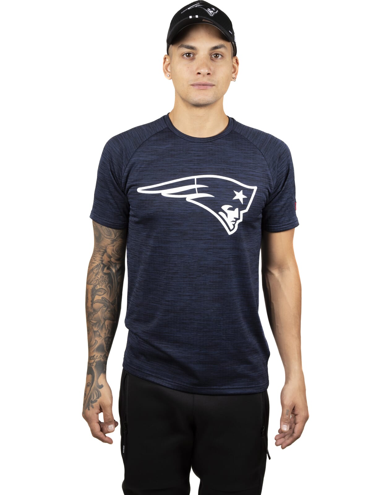 New England Patriots NFL Mens Team Stripe Wordmark Raglan T-Shirt