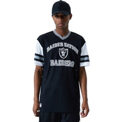 New Era Oakland Raiders NFL Stripe Sleeve Oversized Short Sleeve T-Shirt in Black