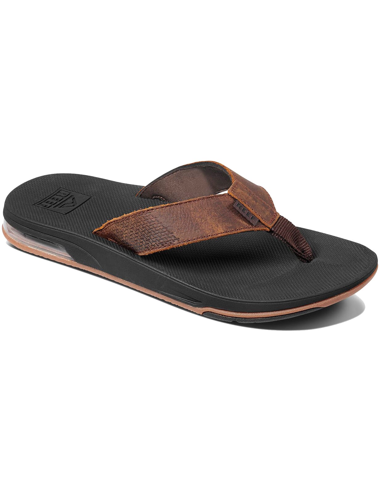 Reef Leather Fanning Low Leather Sandals in Dark Brown