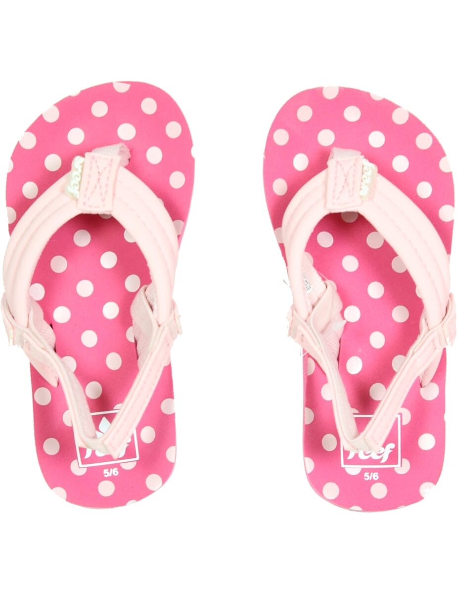 pink polka dot flip flops