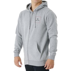 Rip Curl Corp Icon Zipped Hoody in Grey Marle