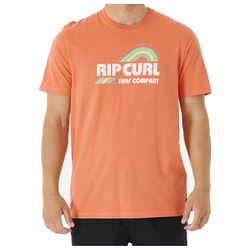 Rip Curl Surf Revival Waving Short Sleeve T-Shirt in Peach for men