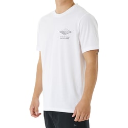 Rip Curl Vaporcool Line Up Short Sleeve T-Shirt in White/Blue