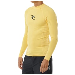Rip Curl Waves UPF Performance Long Sleeve Rash Vest in Yellow