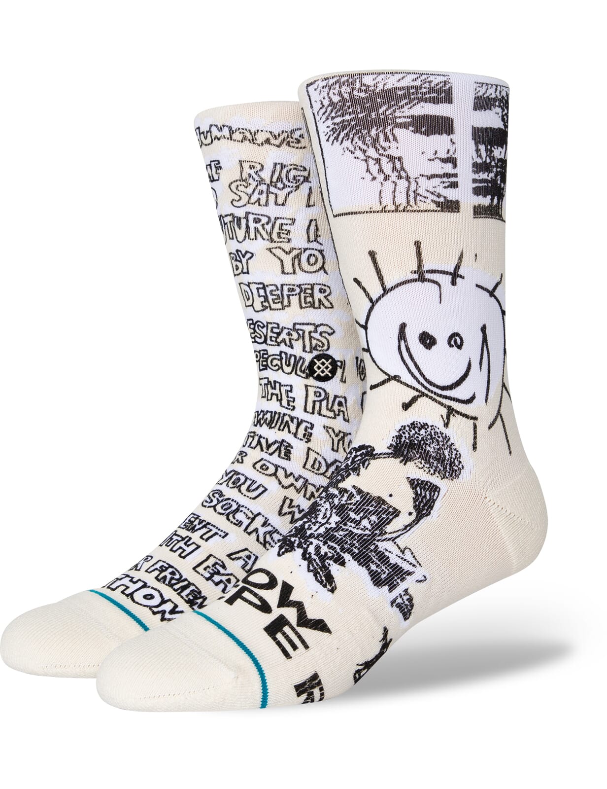 Stance Dear Humans Crew Socks in Off White