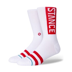 Stance OG Crew Socks in White Red