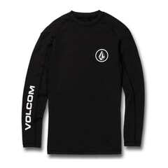 Volcom Lido Solid Long Sleeve Rash Vest in Black for men