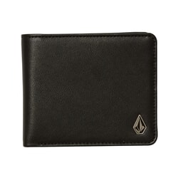 Volcom Slim Stone PU Faux Leather Wallet in Black for men