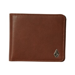 Volcom Slim Stone Faux Leather Wallet in Brown