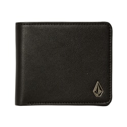 Volcom Slim Stone PU Faux Leather Wallet in Black for men