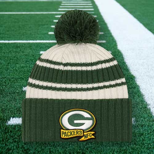 New Era Greenbay Packers NFL Sideline Sport Knit Bobble Hat